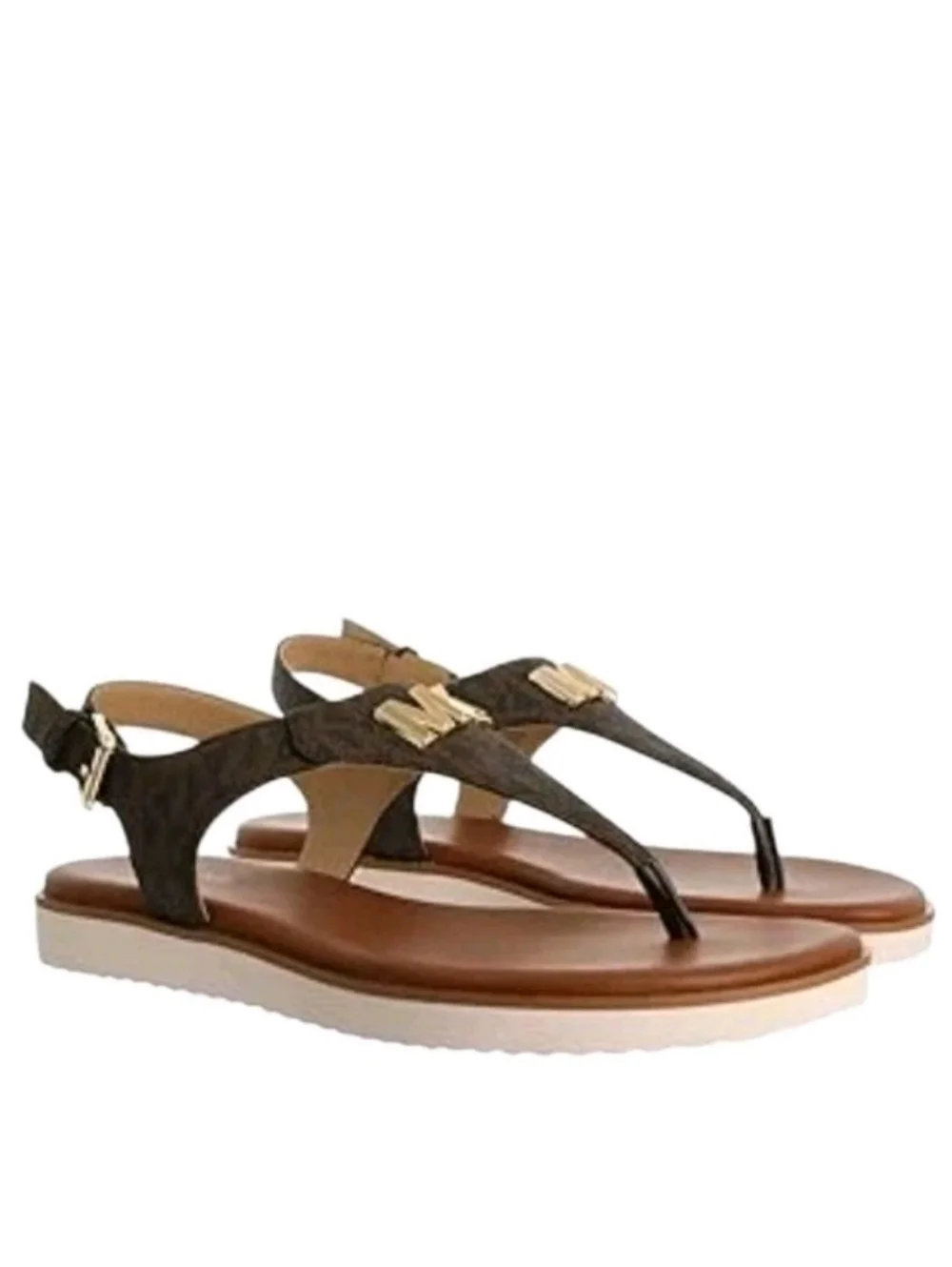 Michael Kors Jilly Flat Sandals Brown Logo - Size 9 **NEW**